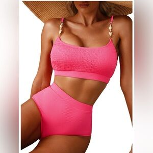 Eytino Women Two Piece Swimsuit High Waisted Bikini Set High Waisted Shell Strap